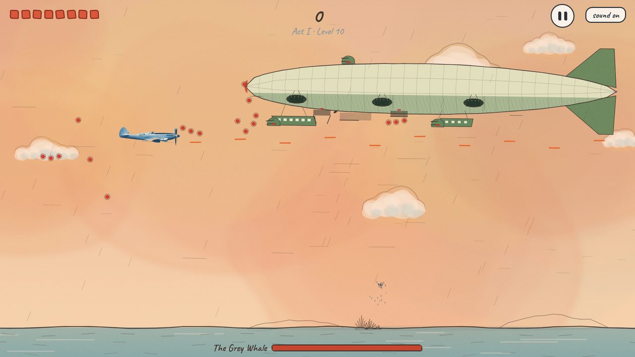 The Grey Whale airship firing over the sea